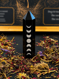 Obsidian Moon Phase Tower | Polished Crystal Point 3.8–4 Inches
