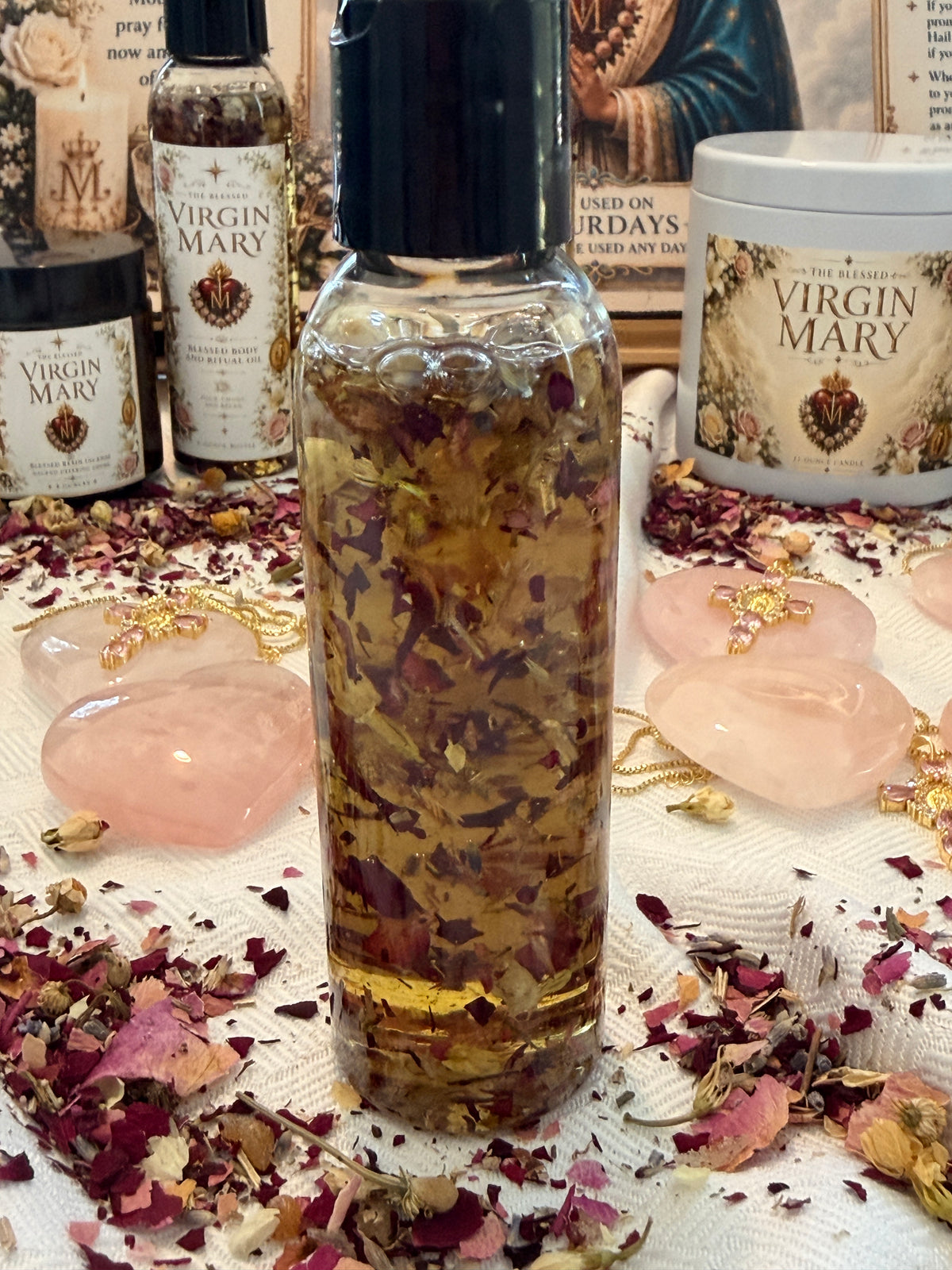 Blessed Virgin Mary Body & Ritual Oil – 4 oz Blessed & Spelled