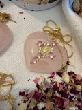Blessed Virgin Mary Rose Quartz Heart & Gold-Plated Pendant Set